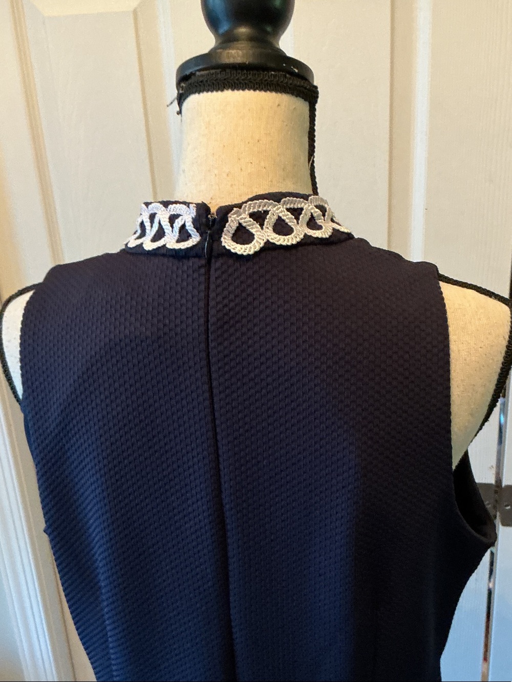 NWOT American Living Navy Mini Dress with White Embroidered Trim above knee - Picture 5 of 6